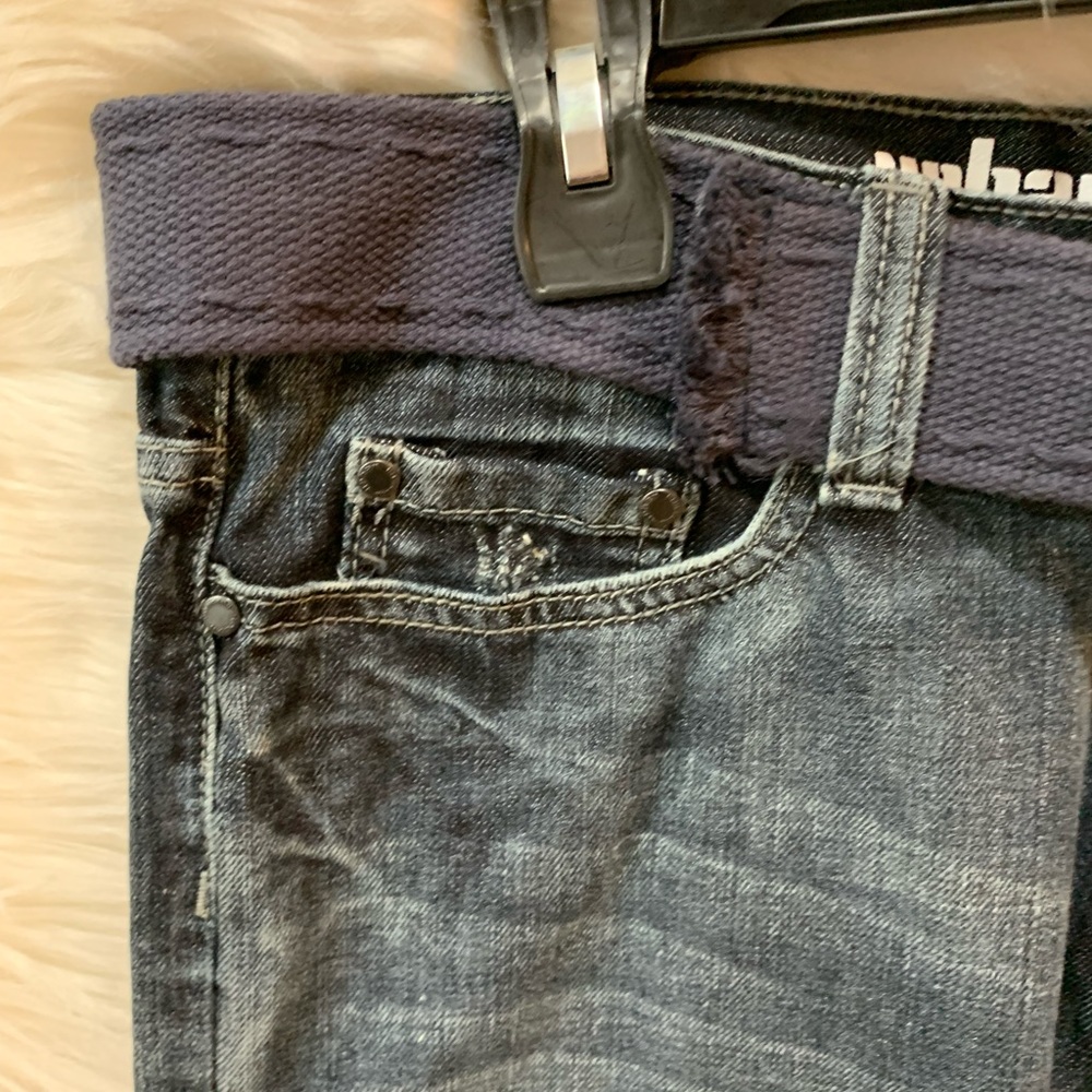 Urban Pipeline Relaxed Bootcut Dark Wash Distressed Denim Jeans Size 32/32 - Picture 3 of 12